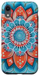 iPhone XR Coral and Cerulean Mandala Pattern Case