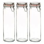 Argon Tableware Glass Spaghetti Jars - 2 Litre - Orange Seal - Pack of 6