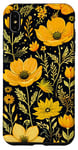 Coque pour iPhone XS Max Motif floral chic jaune moutarde et noir