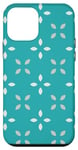 Coque pour iPhone 12 mini Turquoise Leaves Floral Snowflakes Symmetry Minimal Pattern