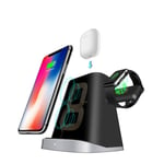 Chargeur Sans Fil 3 En 1 Qi Pour Airpod Pour Apple Watch 2/3/4 Station De Chargement Rapide Pour Iphone Pour Samsung S10e