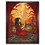 Red Witch Concept Art Fire Priestess Art Nouveau Art Print Framed Poster Wall Decor 12x16 inch