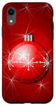 Coque pour iPhone XR Décoration de boule de Noël rouge.