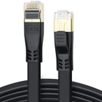 CAT 8 Ethernet Cable, 20m High Speed 40Gbps 2000MHz Flat SFTP CAT8 Patch Cord, Gigabit Internet Network LAN Cable with Gold Plated RJ45 Connector for Gaming, Modem, Router, Xbox, PC (20m/65ft, Black)
