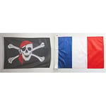 AZ FLAG Pavillon Nautique Pirate Foulard Rouge 45x30cm - Drapeau de Bateau Corsaire avec Bandana 30 x 45 cm & Pavillon Nautique France 45x30cm - Drapeau de Bateau français 30 x 45 cm