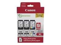 Canon PG-545 XL/CL-546XL Photo Value Pack - Pack de 3 - noir, couleur (cyan, magenta, jaune) - original - jeu de papier / cartouche d'encre