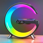 Noir-Réveil intelligent RGB, wi-fi, avec haut-parleur Bluetooth, réveil-coucher du soleil, avec Alexa Google