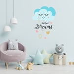 Sweet Dreams Cloud and Hearts Wall Sticker Sky Decal Nursery Baby Art (60cm Height x 45cm Width)