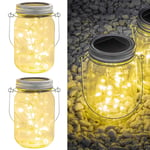 SA Products Solar Mason Jars - Sun-Powered Fairy Lanterns for Garden, Porch, Deck & Patio Decor - Warm White LED String Lights in Glass Bottles - Waterproof Plastic Lid and Seal Ring - 2-Pc Pack