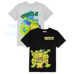 Teenage Mutant Ninja Turtles Barn/Barn T-shirt (2-pack) Black/Grey Marl 9-10 Years