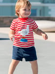 Frugi Baby Organic Cotton Seagull Easy On Outfit, True Red/Indigo
