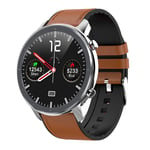 KYLN Smart Watch Men Women ECG SmartWatch Heart Rate Monitor Full Round Touch Smart Watch IP68 Fitness Tracker Bracelet-Silver_Brown