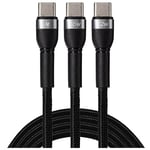 Maplin Pro 2 in 1 USB C to USB C 65W Cable Braided Black, 1.2m, Fast Charging, for Apple MacBook, iPad Pro, iPad Air, iPhone 15, Samsung Galaxy phones, Microsoft Surface, Google Pixel, Honor and more