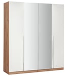 Habitat Munich 4 Door 2 Mirror Wardrobe-White /Oak Effect Two Tone