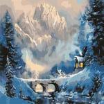 Paint by Numbers DIY Oil Painting kit Chalet Under the Snow Mountain 40x50cm Modern Pop Hand Digital Painting oil Tablet Adults Beginner Kits Pre-Printed Canvas Colorful Wall Art Home Decor T6072