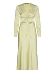 Gina Tricot Tie Front Satin Midi Dress Gul