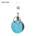 1pc Diamond Badge Holder Key Ring Retractable Keychain Light Blue