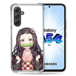 Cokitec Coque Renforcée en Verre Trempé pour Samsung Galaxy A54 5G Manga Demon Slayer Nezuko