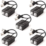 10x CCTV Passive Video Balun BNC Connector Adapter Transmitter & Transceiver, Male BNC to Easy Press-Fit UTP CAT5/5e/6/6e Cable for CCTV DVR Camera System (5 Pairs)