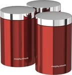 Morphy Richards 974069 Accents Kitchen Storage Canisters, Stainless Steel, Red,