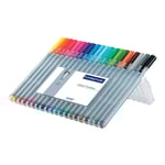 STAEDTLER triplus 334 - fineliner - svart, röd, blå, grön, ljusblå, gul, orange, brun, violett, magenta, grå, olivgrön, Van Dyck-brun, silvergrå, mörkt malvafärgad, pilgrön, vinröd, vattenblå, cyan, fransk grön (paket om 20)