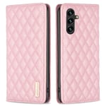 SKALO Samsung A15 4G BINFEN COLOR Big Wallet Quiltat Plånbok - Rosa Rosa