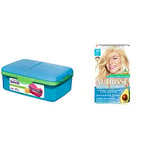 Sistema Lunch Slimline Quaddie Lunch Box with Water Bottle | 1.5 L Air-Tight and Stackable Food Storage Container | Blue/Green & Garnier Nutrisse 100 Extra Light Blonde Permanent Hair Dye