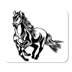 Wild Running Horse Animal Attractive Beautiful Black Contour Cute Home School Game Player Computer Worker MouseMat Mouse Padch