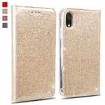 OKZone Case for iPhone XR Case glitter, Bling Glitter Sparkly PU Leather Flip Wallet [Card Slot] [Stand Function] [Magnetic Closure] [Inner Soft TPU] Folio Case Cover For iPhone XR (Gold)