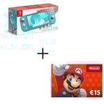 Pack Switch Lite Turquoise + Code numérique pour approvisionnement de compte Nintendo eShop 15€