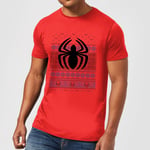 Marvel Avengers Spider-Man Logo Men's Christmas T-Shirt - Red - L