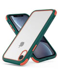 MobNano Coque Compatible avec iPhone XR 360 degrés Antichoc Pro Anti-Rayures Transparente PC/TPU Silicone Etui pour iPhone XR Vert Foncé Orange