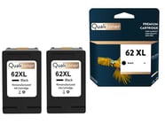 QUALITONER - 2 Cartouche compatible pour HP 62 XL 62XL Noir pour HP DeskJet Ink Advantage 5645 Envy 5540 Series 5540 e-All-in-One 5544 e-All-in-One 55