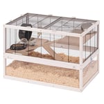Ferplast Cage Hamster DOMSTER, Cage Souris, 3 Niveaux, avec Accessoires, Plateformes et Échelles, Grillage Métallique et Bois FSC, Base Transparente, Cage pour Hamster en Bois, 80 x 50 x h 56 cm