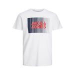 JACK & JONES Men's T-Shirts Short Sleeve Designer O-Neck Tee Top, White Colour, UK Size L