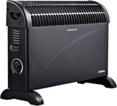 Black 2000W Electric Adjustable Thermostat Convector Radiator Heater