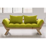 Inside75 Banquette méridienne style scandinave futon vert pistache BEBOP couchage 75*200cm