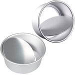 2 Pack 8-Inch Non-Stick Deep Aluminum Round Cake Pan with Removable Bottom for Wedding/Birthday/Christmas Cake Baking Round Cake Tin Set with Loose Base