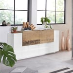Web Furniture - Buffet salon cuisine design moderne 160cm 4 portes blanc bois New Coro Four