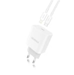 Dudao fast EU USB Type C Power Delivery 18W laddare + kabel USB Type C / Lightning-kabel 1m vit (A8EU + PD-kabel vit)
