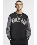 Nike Mens Air Fleece Crew Sweatshirt in Black Cotton - Size Small