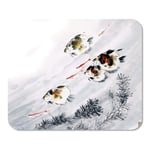 Mousepad Computer Notepad Office Red Chinese Fish of Asian Ink and Wash Painting Korean Water Abstract Artistic China Home School Game Player Computer Worker Inch