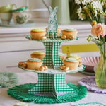 Green Reversible Bunny Cake Stand | Peter Rabbit Tea Party Centrepiece Gingham