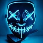Halloween Mask Jul LED Light up Purge Mask för Festival Cosplay Halloween kostym, blå