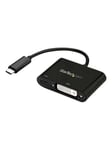 StarTech.com USB-C to DVI Adapter with USB Teho Toimitus - 1920 x 1200 - Musta ekstern videoadapter - Parade PS171 - sort