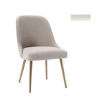 ALUNVA Armless Velvet Dining Chairs,Comfy Sofa Side Chair,With Metal Legs For Velvet Reception Chair Dressing Chair,Tub Chairs,Kitchen Side Chair Beige-Beige and gold feet 50 * 50 * 89(cm)