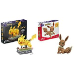 MEGA Pokémon Figure Building Toy for Adults, Motion Pikachu Collectible with Mechanized Movement, HGC23 & ​Pokémon Jumbo Eevee toy building set, 11 inches tall, poseable, 824 bricks and pieces