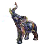 Nordisk Målning Graffiti Elefant Skulptur Figur Färgglad Konst Elefant Staty Harts Djur Statyett