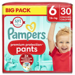Couches Culottes Bébés Premium Protection Pants 15+ Kg Taille 6 Pampers - Le Pack De 30 Couches Culottes