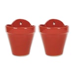 Dipped Hand Painted Set of 2 Outdoor Garden Hanging Plant Pots (D) 22cm